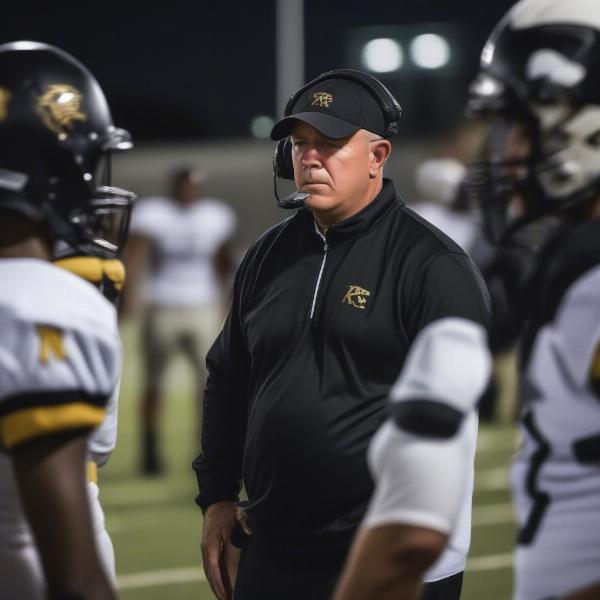 Royse City Football Game Coach Strategizing