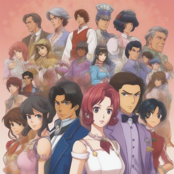 Sakura Wars characters group shot with no text present