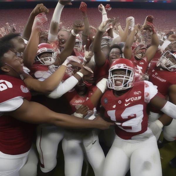 sec championship player celebrates victory