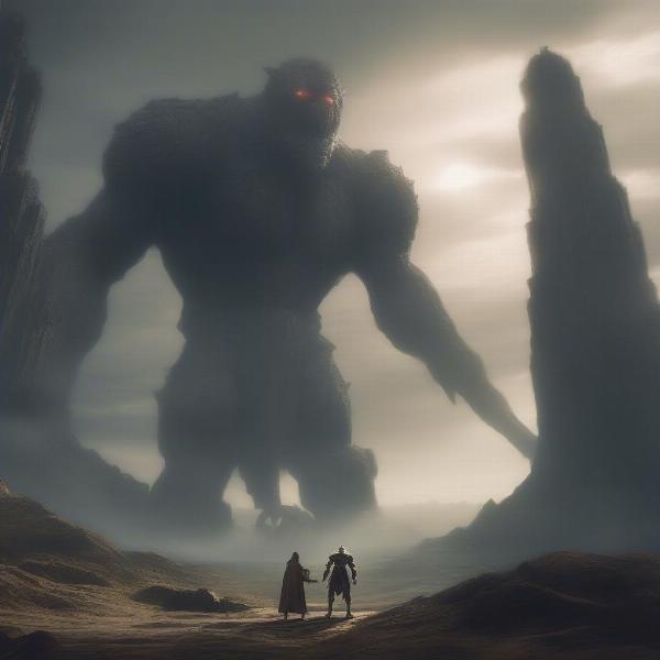 wanderer fighting the colossus