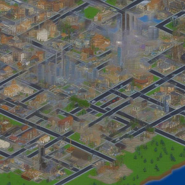 SimCity 2000 gameplay showing city overview