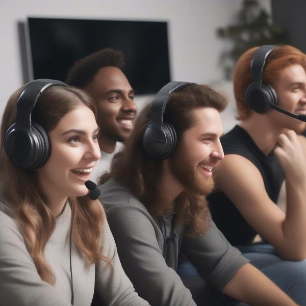 Group communicating while playing an Xbox game