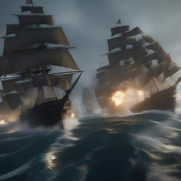 intense naval combat in skull and bones