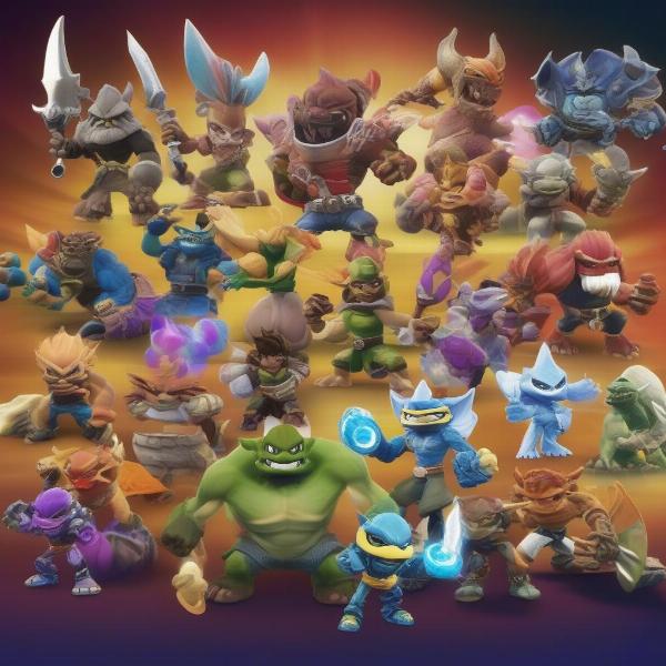 Skylanders Imaginators characters on Xbox 360 showcasing unique designs and customization.