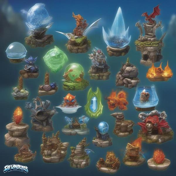 Skylanders Trap Team game showing different element trap crystals on Xbox One