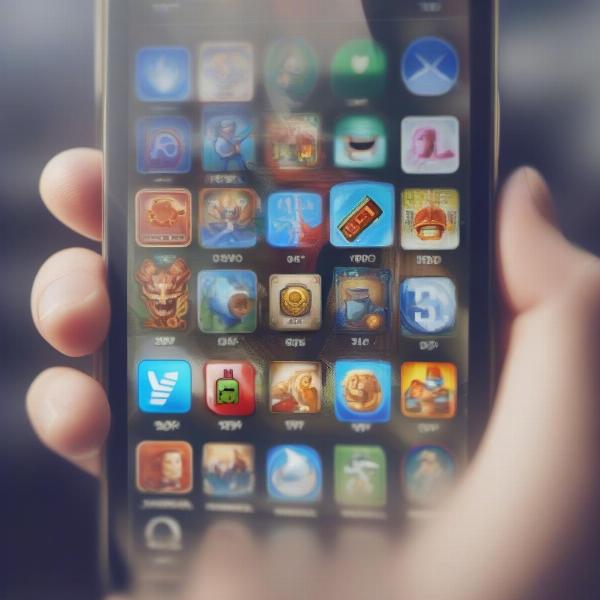 Smartphone screen displaying various game icons