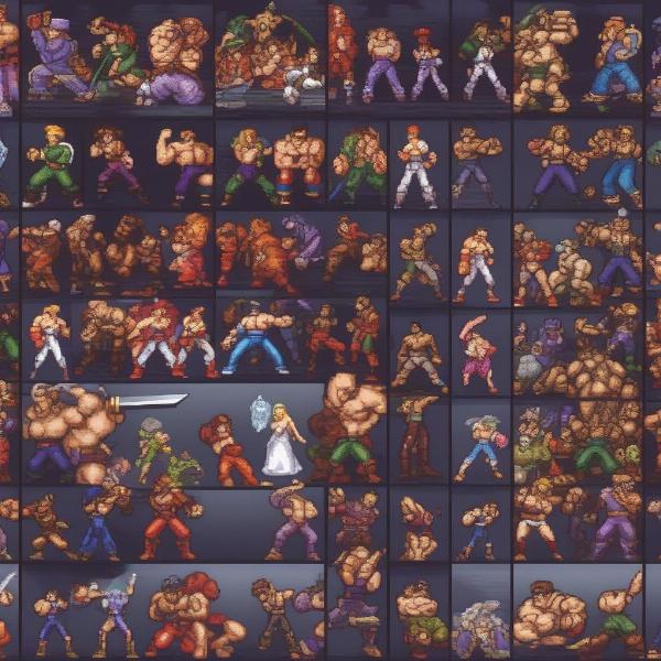 SNES fighting game pixel art display