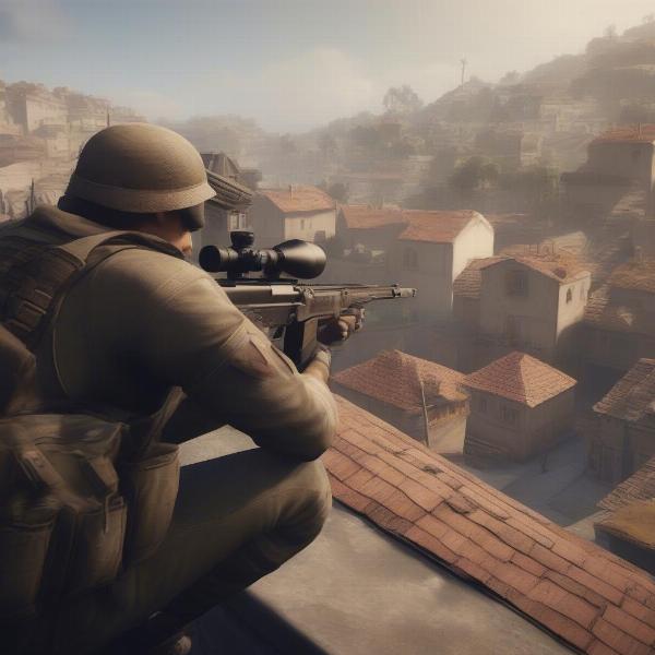 A sniper aim in the Sniper Elite 4 Xbox One game