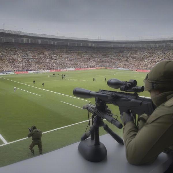 sniper and spotter team at football game