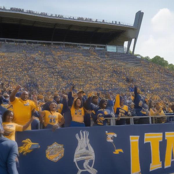 Southfield A&T football fans enthusiastically cheering at a game