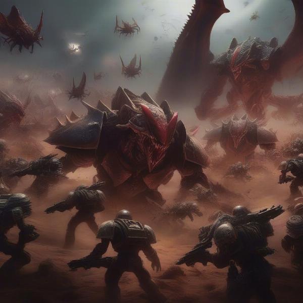 Space Marine 2 showing hordes of enemies on Xbox One