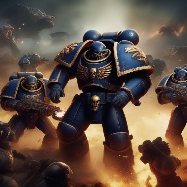 Space Marine 2 gameplay on Xbox One showing action-packed battles