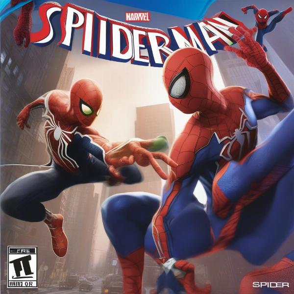 A side-by-side comparison of Spider-Man on a PlayStation console vs. a blank Xbox box