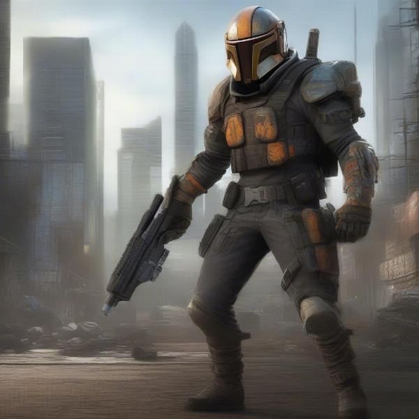 Star Wars 1313 character concept art showing a bounty hunter with detailed armor