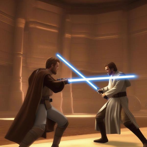 star wars attack of the clones game intense combat, obi wan duels