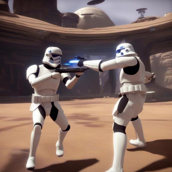 star wars battlefront 2 arcade mode shows split screen local co-op combat