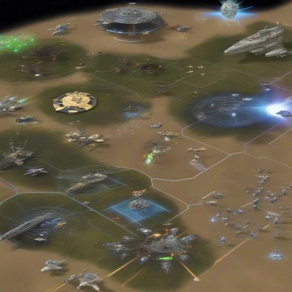 star wars empire at war galactic conquest featuring planets ships and buildings