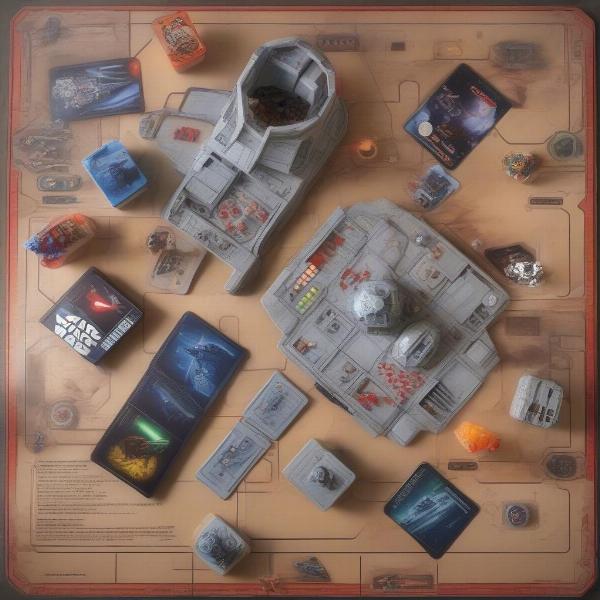 Star Wars Operation board game components laid out on a table