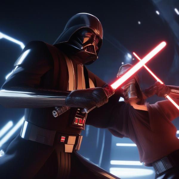 Intense Lightsaber Duel in Star Wars Game on PS4