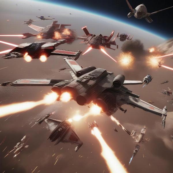 Starfighter battle in Star Wars game on PS4
