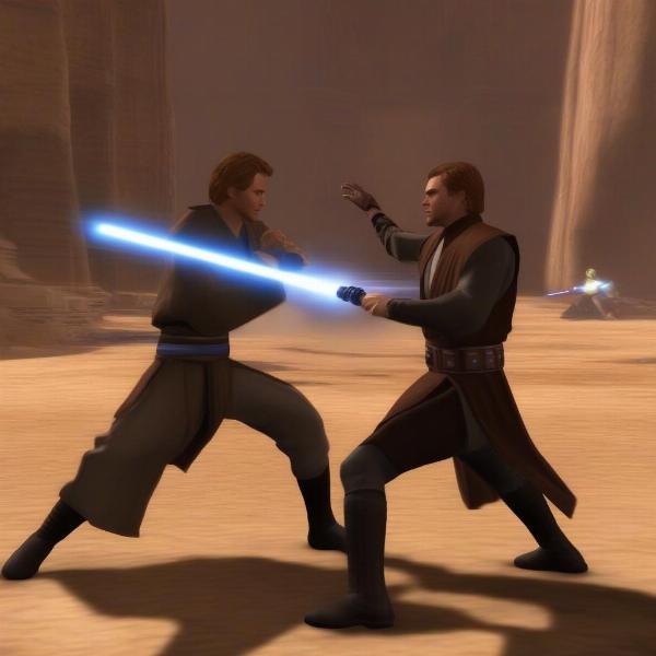 Gameplay showing Anakin and Obi-Wan in combat