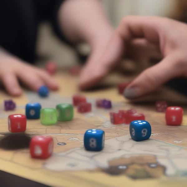 star wars rpg dice being rolled on a table