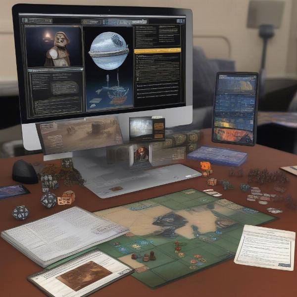 A screenshot showcasing a Star Wars RPG session in a virtual tabletop environment.