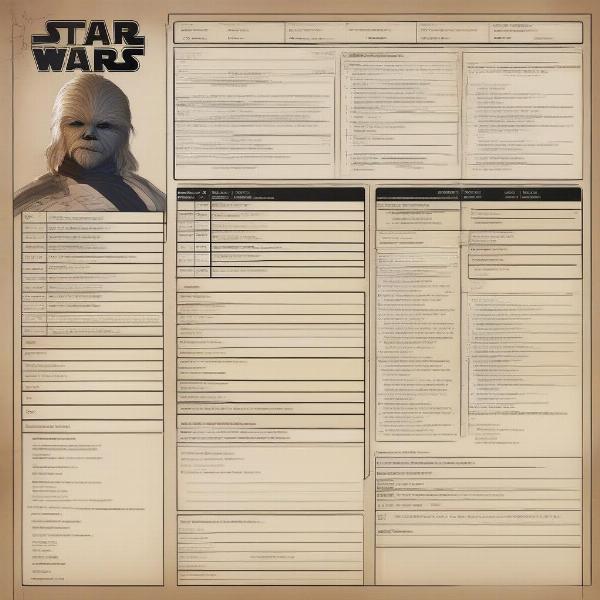 star wars saga edition character sheet with core attributes explained