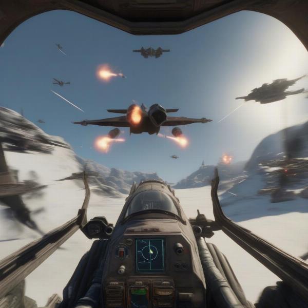 intense starfighter dogfight in star wars game