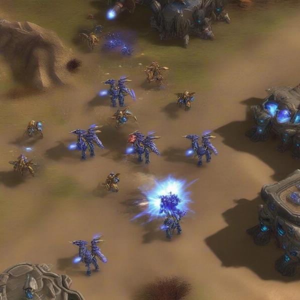 StarCraft gameplay showing Zerg Protoss battle