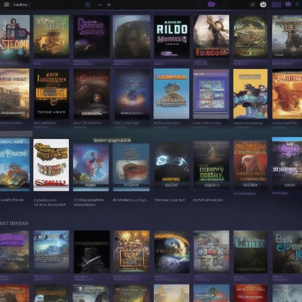 steam deck showing a library of installed games