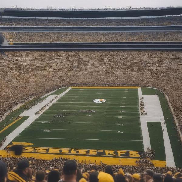 Steelers fans cheering in a stadium