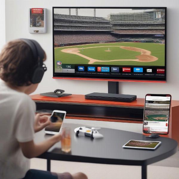 streaming devices displaying baseball games