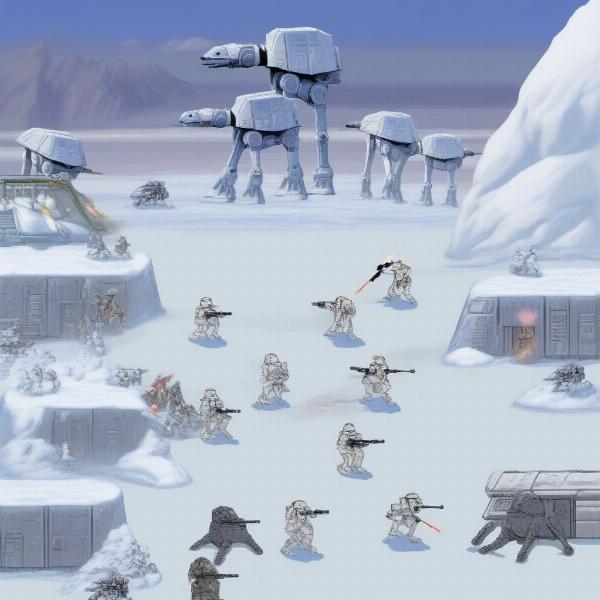 Hoth battle in Super Star Wars SNES game