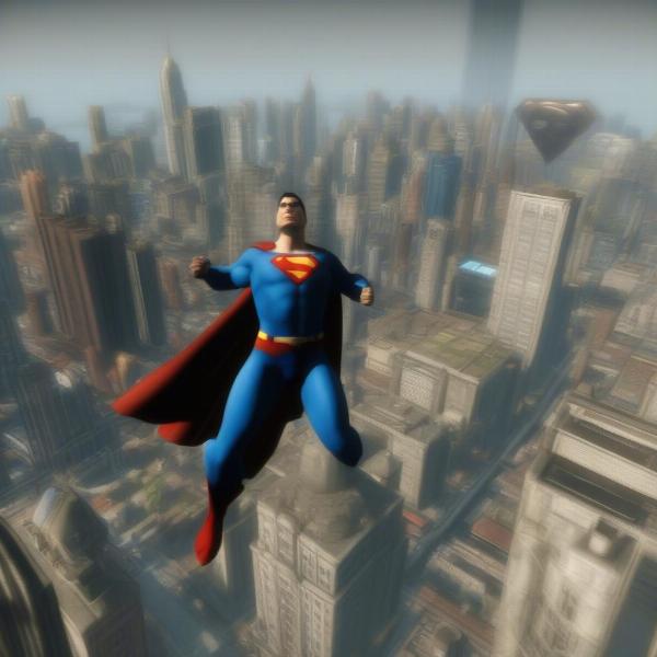 superman returns soaring through metropolis