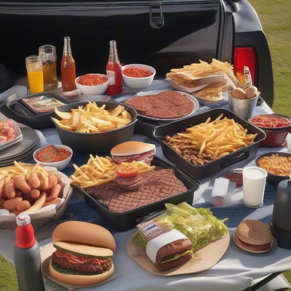 tailgate food setup