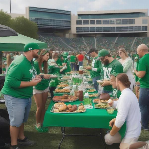 North Texas football fans tailgating before game