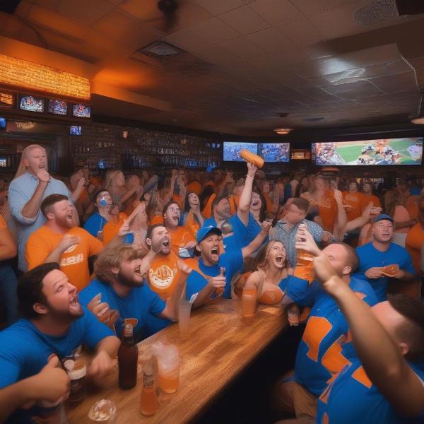 Excited Fans Watching Tennessee Florida Game