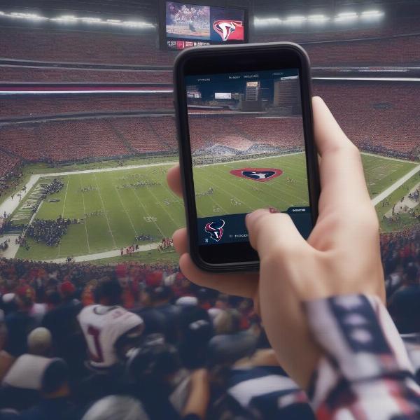 watching texans football game live streaming on a mobile device