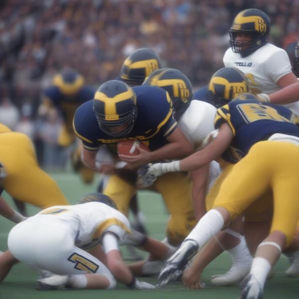 toledo rockets football team facing opposing team during bowl game