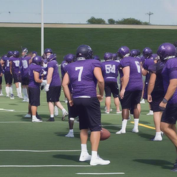 university st thomas football practice session with players