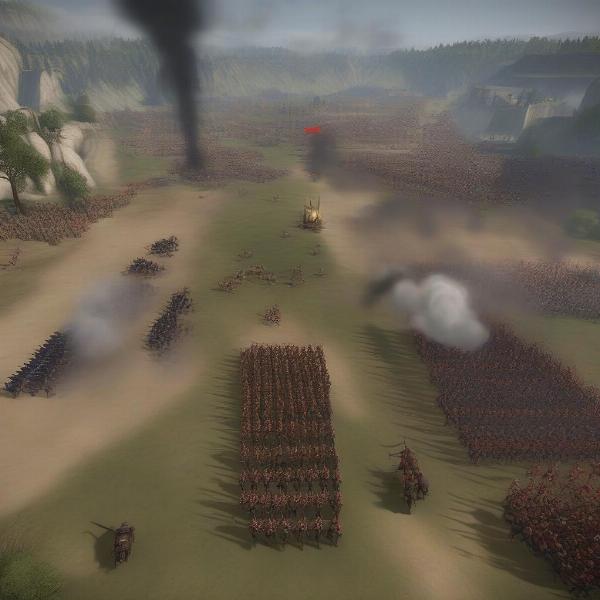 Civil war battle on Total War game