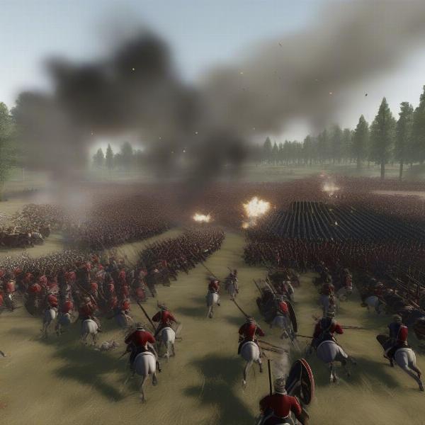 A detailed real-time battle scene from Total War: Empire