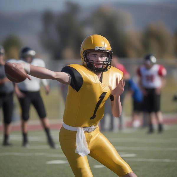 Tri Valley Football Quarterback throwing a pass during a game