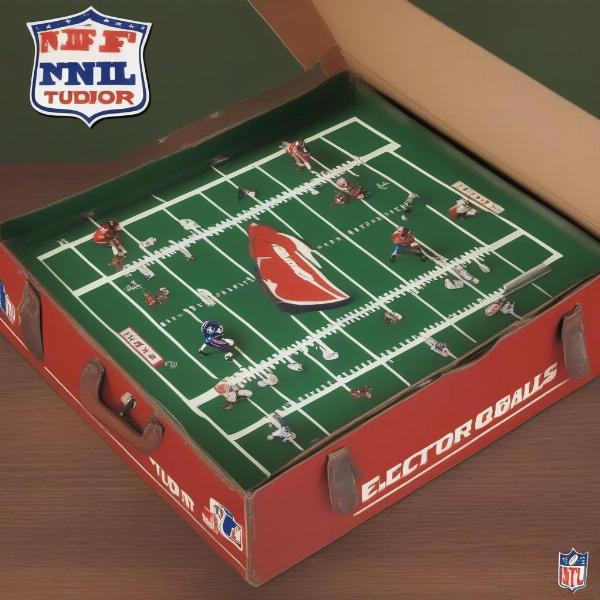 A vintage Tudor NFL electric football game box with classic NFL logos and branding