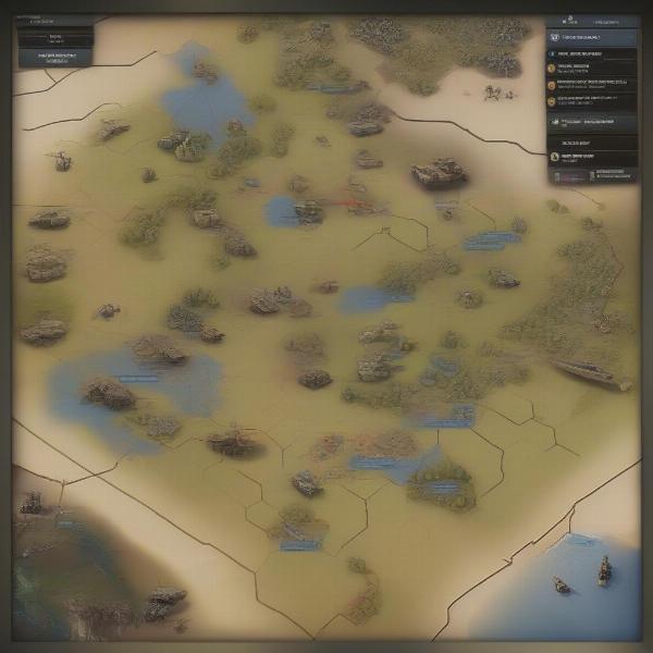 a close up view of a detailed game map in a turn based war game