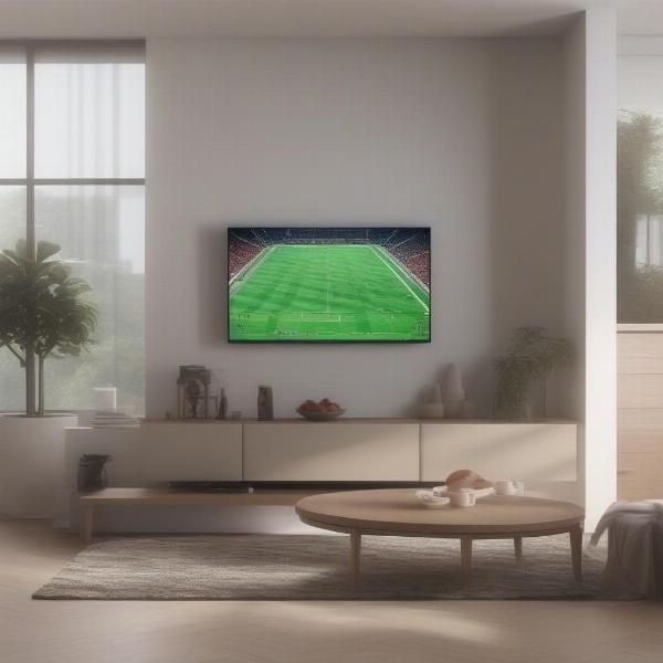 Football game on TV with commercials