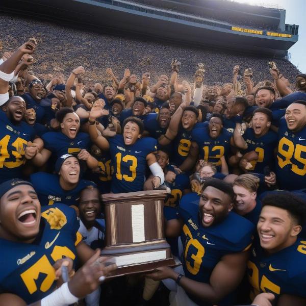 UC Berkeley Football Team Celebrating Bowl Game Win