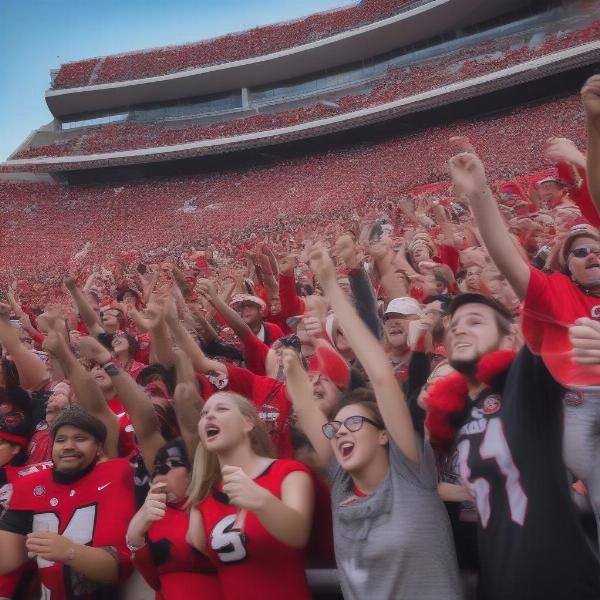 happy uga fans at game