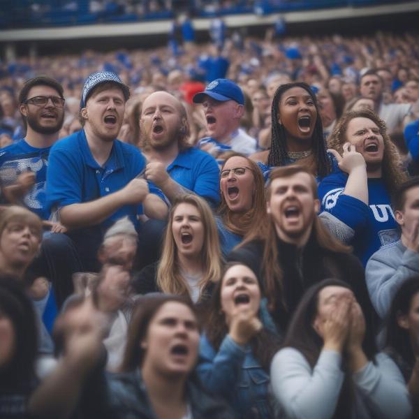 enthusiastic cheering fans game